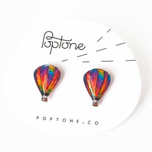 Hot Air Balloon Earrings, Pride Month, balloon earrings, air balloon studs, rainbow pride earrings