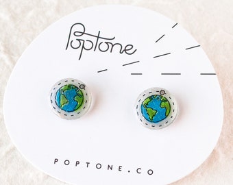 Planet Earth Earrings / Space Earrings / Earth Day Jewelry