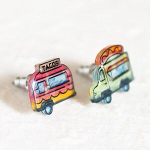Food Truck Earrings / Taco Truck / Hipster Truck Stud Earrings image 4