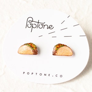 Taco Earrings / Cute Taco Jewelry / Mexican Food Kawaii Earrings image 1