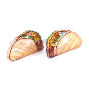 Taco Earrings / Cute Taco Jewelry / Mexican Food Kawaii Earrings image 2