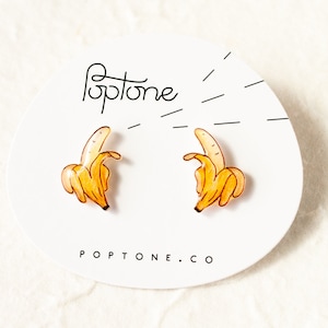 Banana Earrings / Banana Fruit Studs / Kawaii Food Earrings