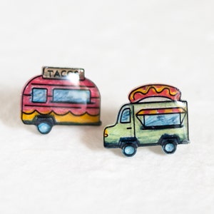 Food Truck Earrings / Taco Truck / Hipster Truck Stud Earrings image 2