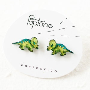 Triceratops Dinosaur Stud Earrings / Dino Jewelry / Science Earrings