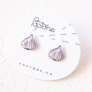 Garlic Bulb Stud Earrings / Garlic Studs / Chef Earrings / Food Earrings