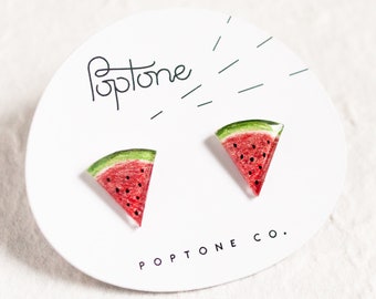 Cute Watermelon Stud Earrings / Summer Fruit Earrings / Watermelon Jewelry