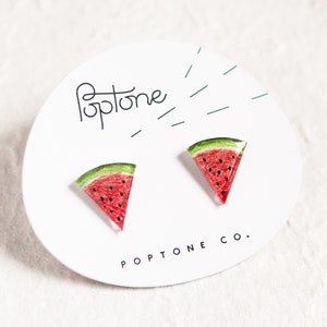 Cute Watermelon Stud Earrings / Summer Fruit Earrings / Watermelon Jewelry