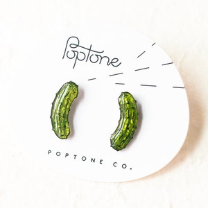 Pickle Earrings / Cute Christmas Pickle Food Earrings / Dill Pickles / Vegetable Earrings