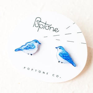 Cute Little Blue Bird Earrings / Bluebird / Bird Nature Jewelry / Bird Watcher Gift