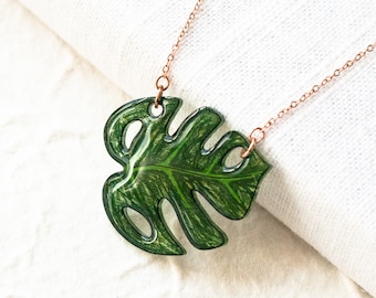 Monstera Leaf Necklace / Leaf Pendant / Tropical Plant Jewelry