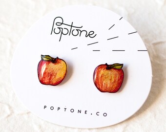 Apple Stud Earrings / Teacher Appreciation Gift / Cute Fall Apple Studs