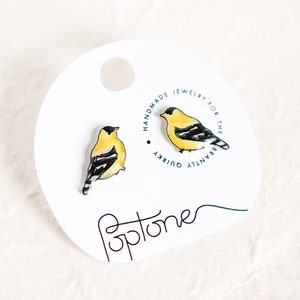 Goldfinch bird earrings | yellow bird earrings | nature bird watching gift