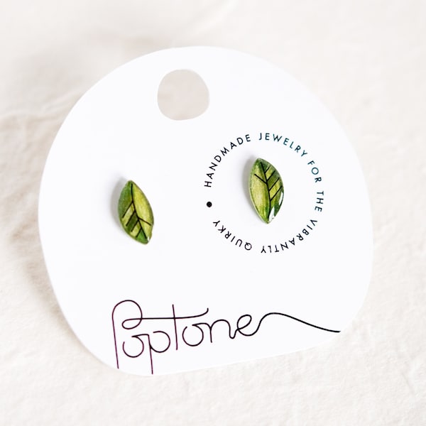 Mini Green Leaves | tiny minimal leaf stud earrings | everyday nature earrings