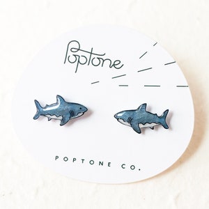 Cute Shark Earrings / Shark Week / Nautical Animal Stud Earrings / Cute Ocean Jewelry