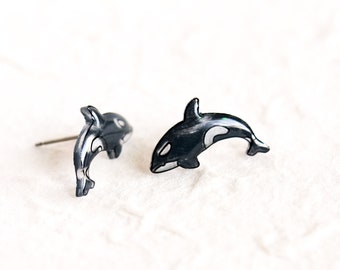 Orca Whale Stud Earrings | killer whale ocean earrings | orca sea life gift