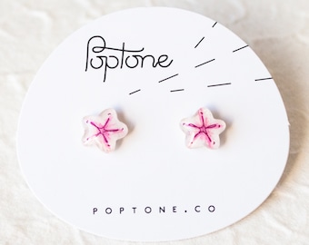 Tiny Japanese Cherry Blossom Stud Earrings / Petite Fleurs / Pink Flower Stud Earrings