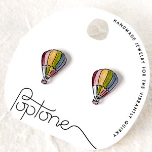 Hot Air Balloon Earrings, Pride Month, balloon earrings, air balloon studs, rainbow pride earrings