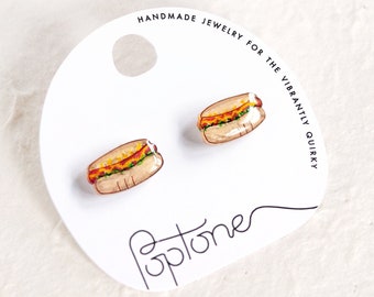Hot Dog Stud Earrings | cute summer kitsch earrings | Kawaii food jewelry