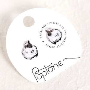 Sheep Lamb Farm Animal Stud Earrings | Fluffy White Sheep Earrings