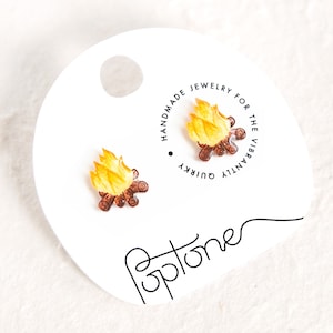 Campfire Earrings, camping earrings, campfire flame, hiking and outdoors jewelry