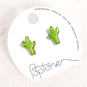 Saguaro Cactus Earrings / green southwest desert cacti stud earrings / succulent earrings / cactus jewelry image 1
