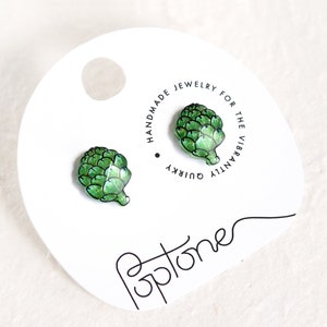 Artichoke Vegetable Stud Earrings / artichoke vegan food veggie jewelry