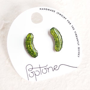 Pickle Earrings / Cute Christmas Pickle Food Earrings / Dill Pickles / Vegetable Earrings