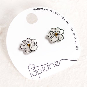 Magnolia Earrings, White Flower Stud Earrings, Magnolias, Floral Bridal Earrings, flower studs