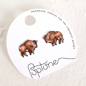 Buffalo Bison American Wildlife Animal Stud Earrings