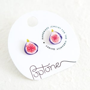 Fig Earrings / Fig Fruit Studs / Food Jewelry / Fig Fruit / Vegan Earrings