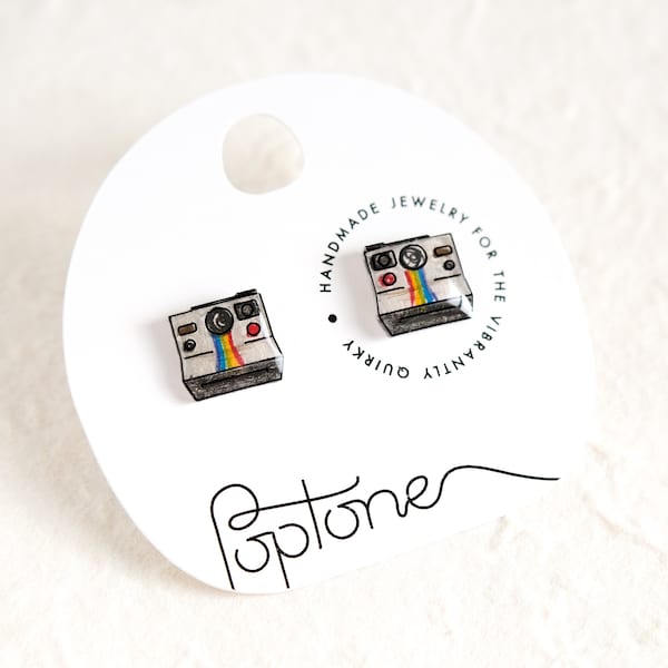 Kolczyki w kształcie aparatu Polaroid | kolczyki z aparatem Insta | prezent dla fotografa