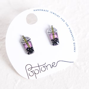 Bubble Tea Pink Boba Kawaii Drink Earrings