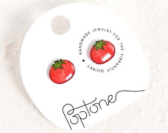 Tomato Stud Earrings / Summer vegetable food earrings / gardener gift