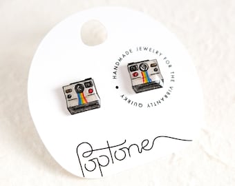 Vintage Polaroid Camera Earrings | insta camera studs | photographer gift