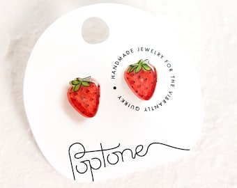 Pendientes de sementales de verano de fresa / sementales de frutas de fresa roja / pendientes de frutas kawaii