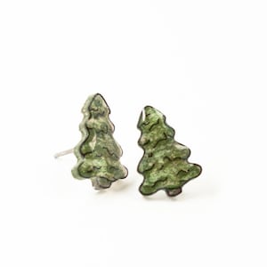 Pine Tree Earrings, Christmas tree earrings, pine trees, nature tree stud earrings, simple Christmas jewelry