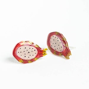 Dragon Fruit Earrings / pitaya kawaii earrings / dragonfruit earrings image 2