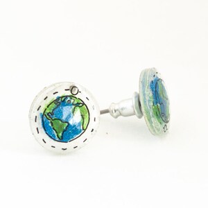 Planet Earth Earrings / Space Earrings / Earth Day Jewelry image 3