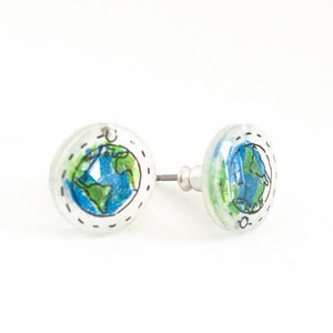 Planet Earth Earrings / Space Earrings / Earth Day Jewelry image 4