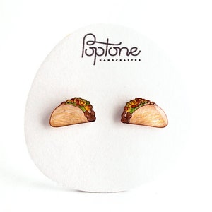 Taco Earrings / Cute Taco Jewelry / Mexican Food Kawaii Earrings image 4