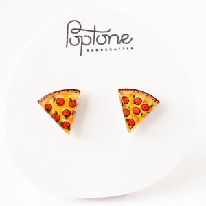 Pizza Earrings / Pizza Slice Jewelry / Pizza Gift / Cute Food Stud Earrings image 4