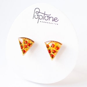 Pizza Earrings / Pizza Slice Jewelry / Pizza Gift / Cute Food Stud Earrings image 3