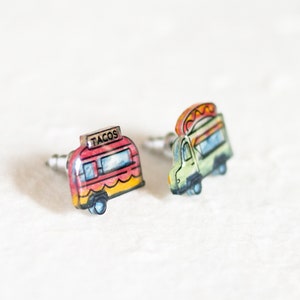 Food Truck Earrings / Taco Truck / Hipster Truck Stud Earrings image 5