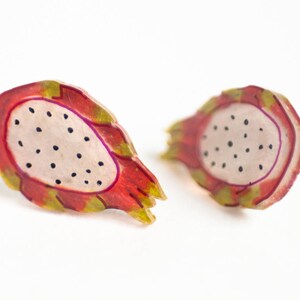 Dragon Fruit Earrings / pitaya kawaii earrings / dragonfruit earrings image 4