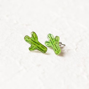 Saguaro Cactus Earrings / green southwest desert cacti stud earrings / succulent earrings / cactus jewelry image 8