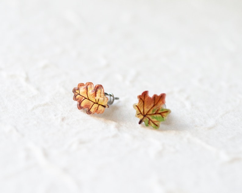 Frigotine Fall Maple Leaf Stud Earrings & Necklace Set - Vintage Orange Rhinestone Cubic Zirconia Dangle Jewelry - View #8