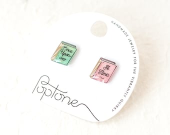 Book Stud Earrings / Book Lover Earrings / Librarian Gift / Classic Book Earrings