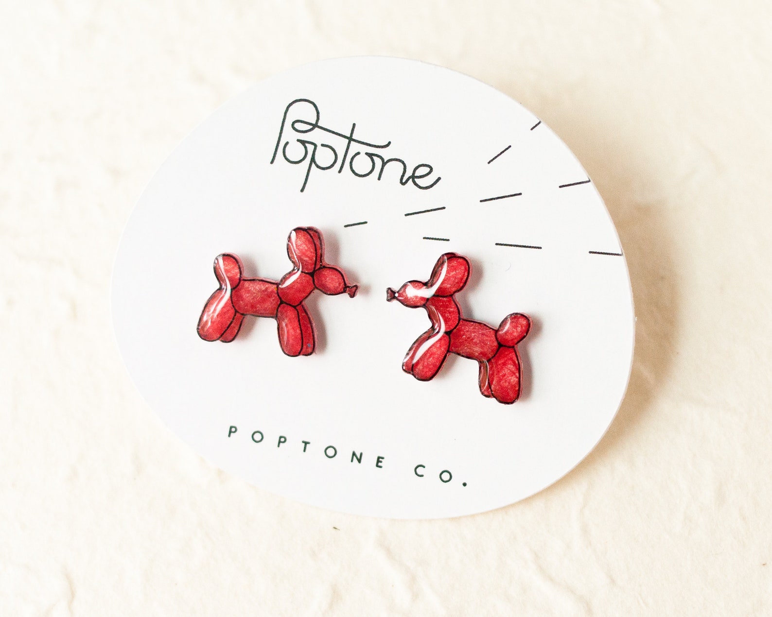 Balloon Dog Earrings / Red Balloon Animal Earrings / Kawaii Etsy