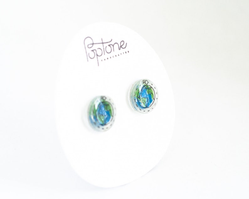 Planet Earth Earrings / Space Earrings / Earth Day Jewelry image 6