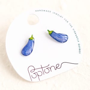 Eggplant Earrings / Aubergine Vegetable Stud Earrings / Eggplant Emoji Earrings